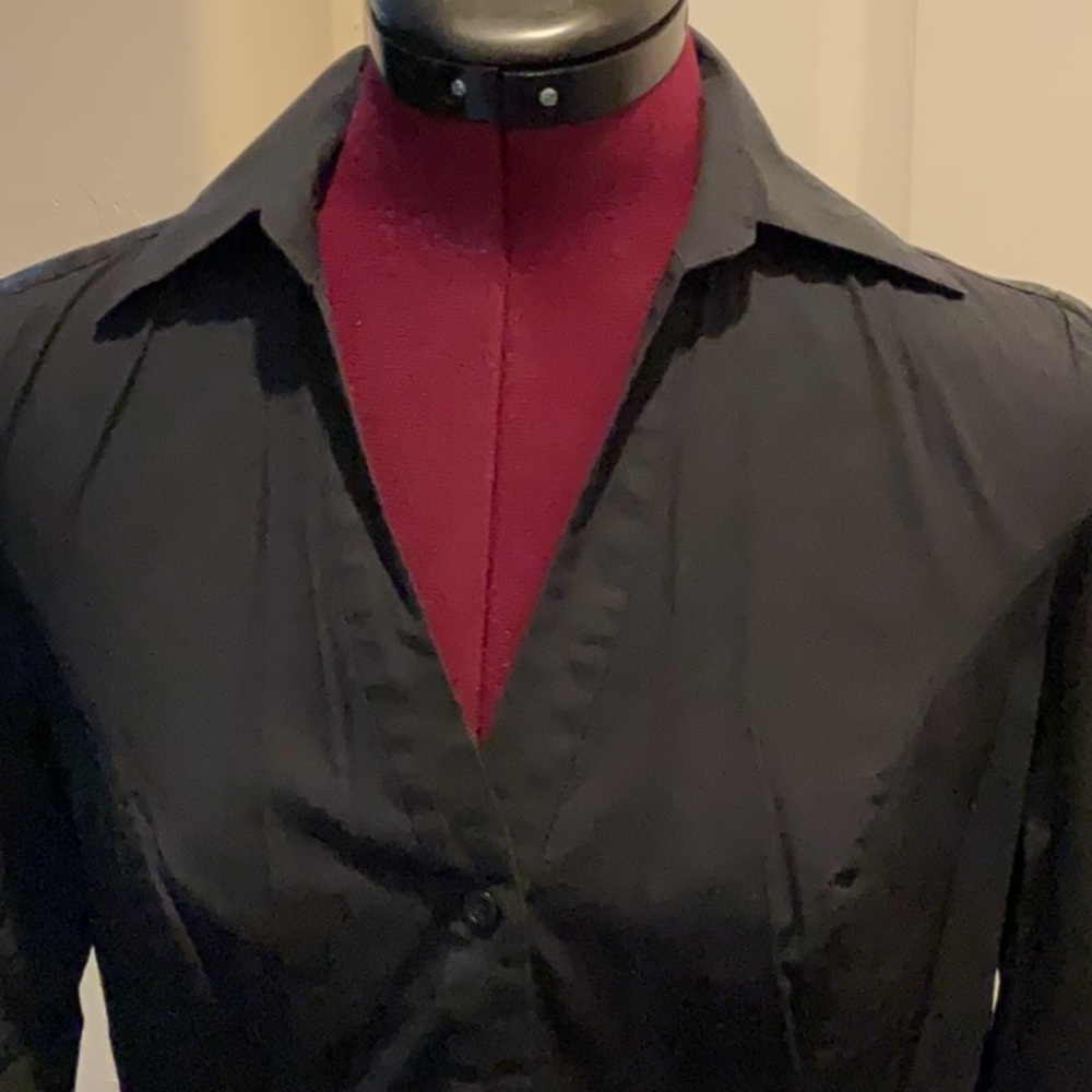 Black 3/4 Sleeve Blouse - Picture 2 of 5